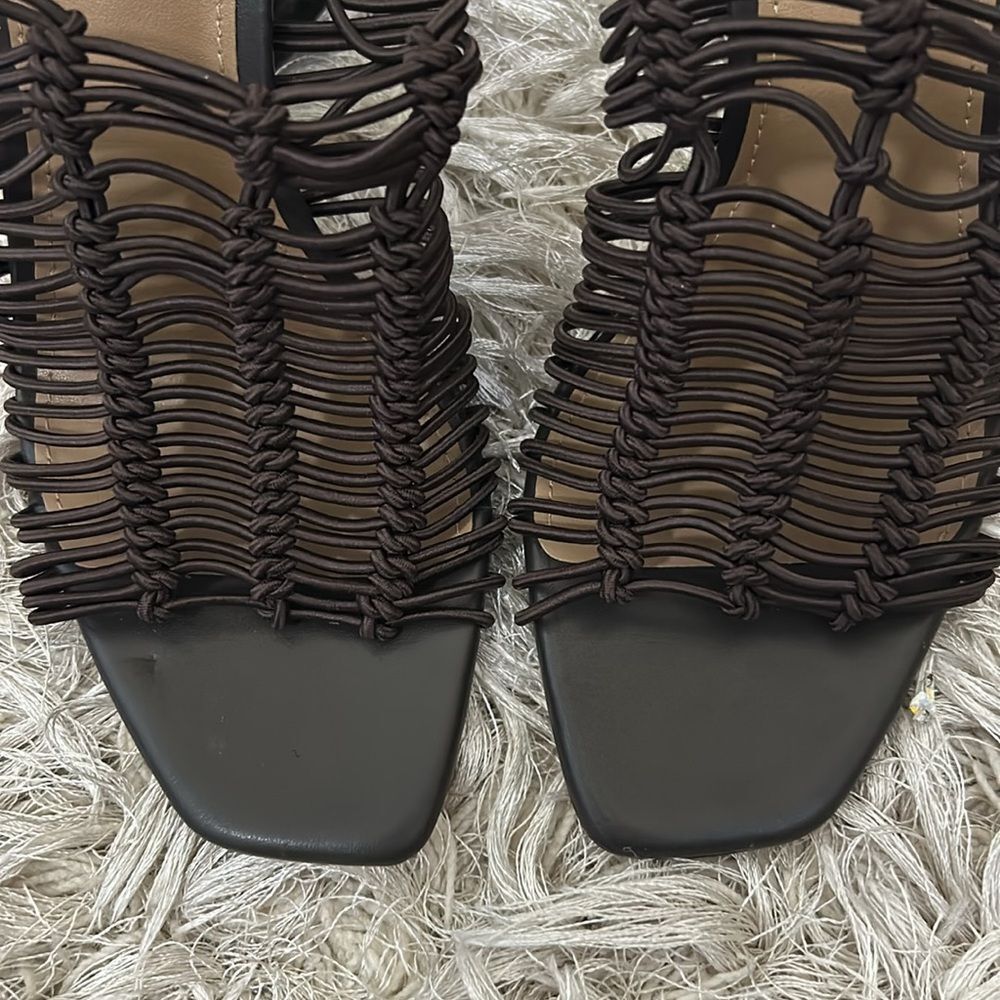 Sam Edelman Laurette Block Heel Woven Mules Sandals in Caviar Brown size 7 - Picture 7 of 15